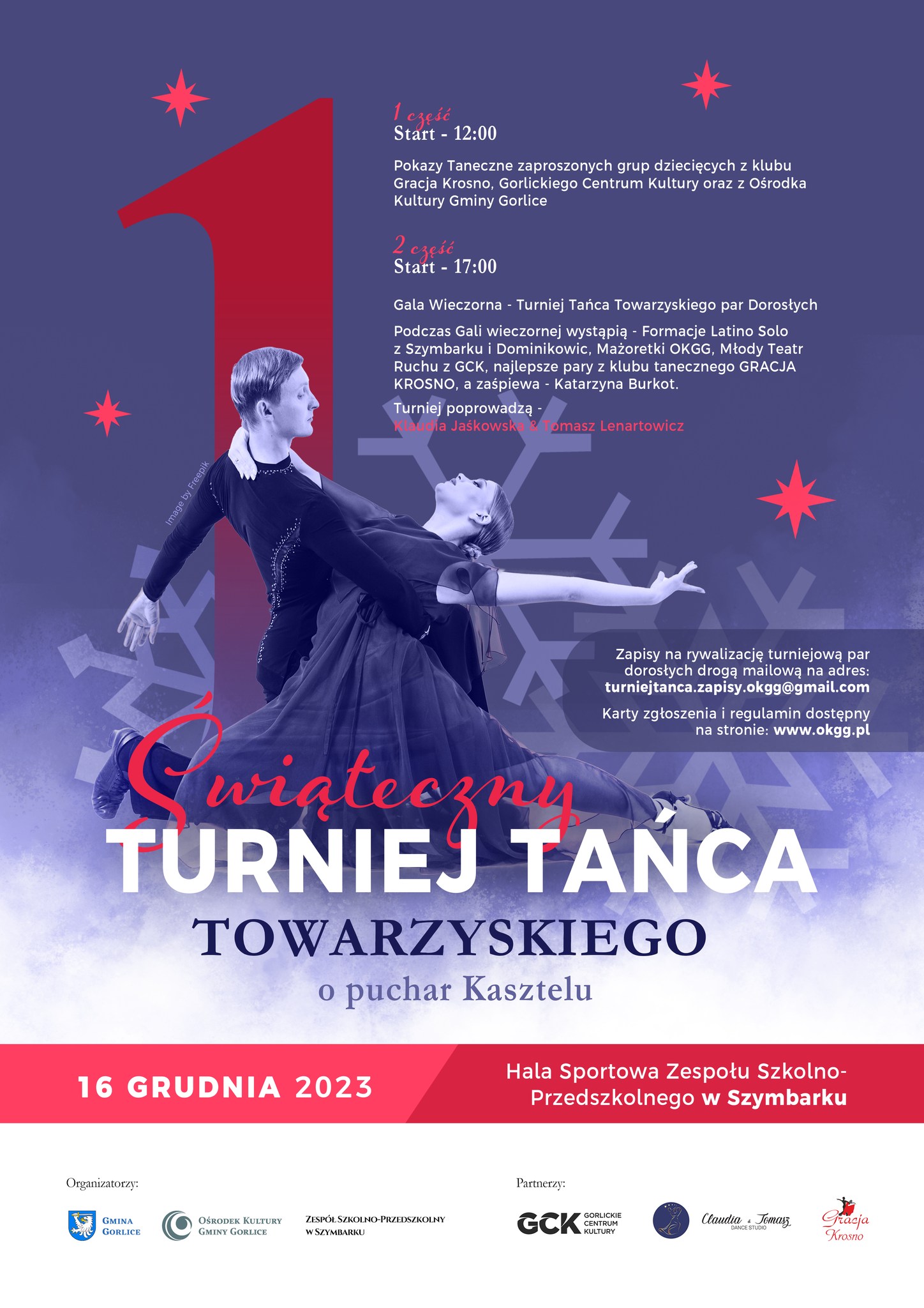 Plakat zapowiadający Turniej Tańca Towarzyskiego
